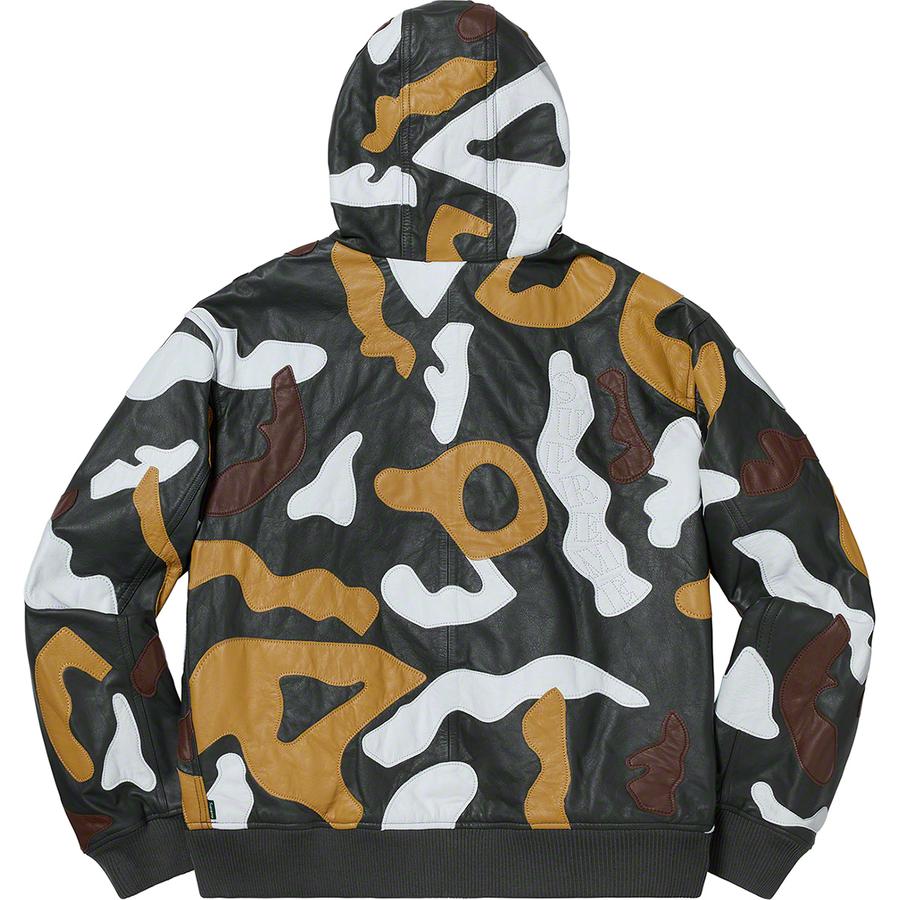 Details on Camo Leather Hooded Jacket  from fall winter
                                                    2019 (Price is $698)