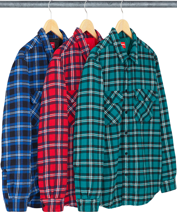 Supreme Arc Logo Quilted Flannel Shirt S-