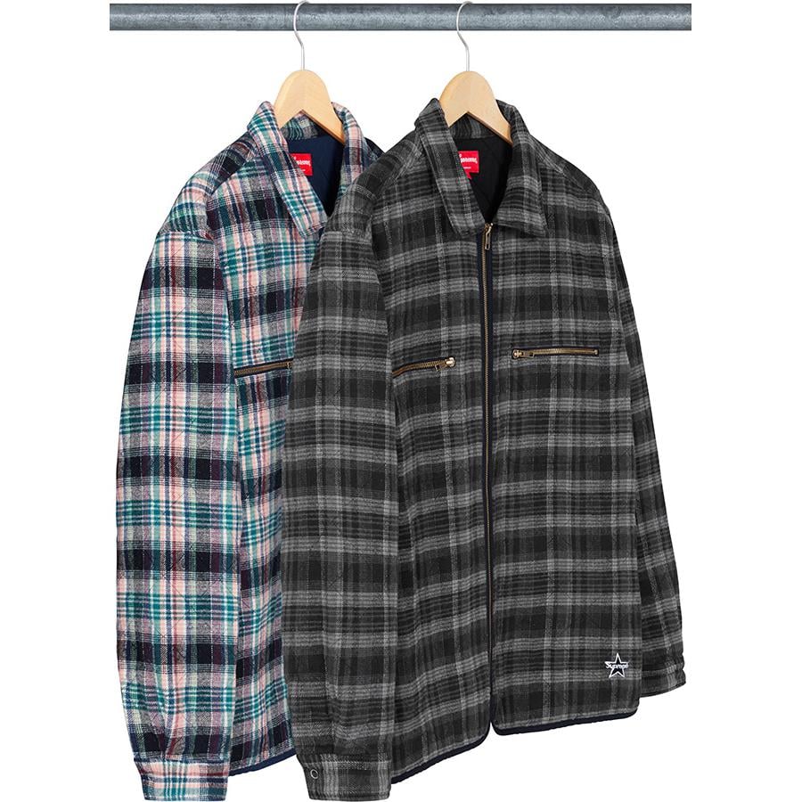 Supreme Quilted Plaid Zip Up Shirt for fall winter 19 season