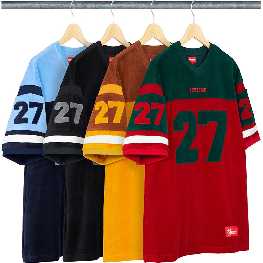 Details on Velour Football Jersey from fall winter
                                            2019 (Price is $118)