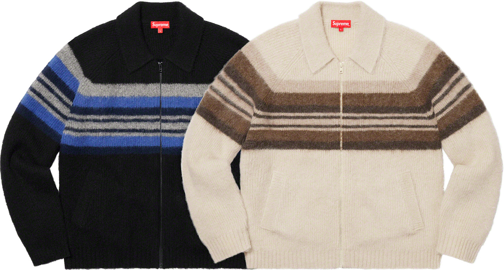 【M】supreme Brushed Wool Zip Up Sweater