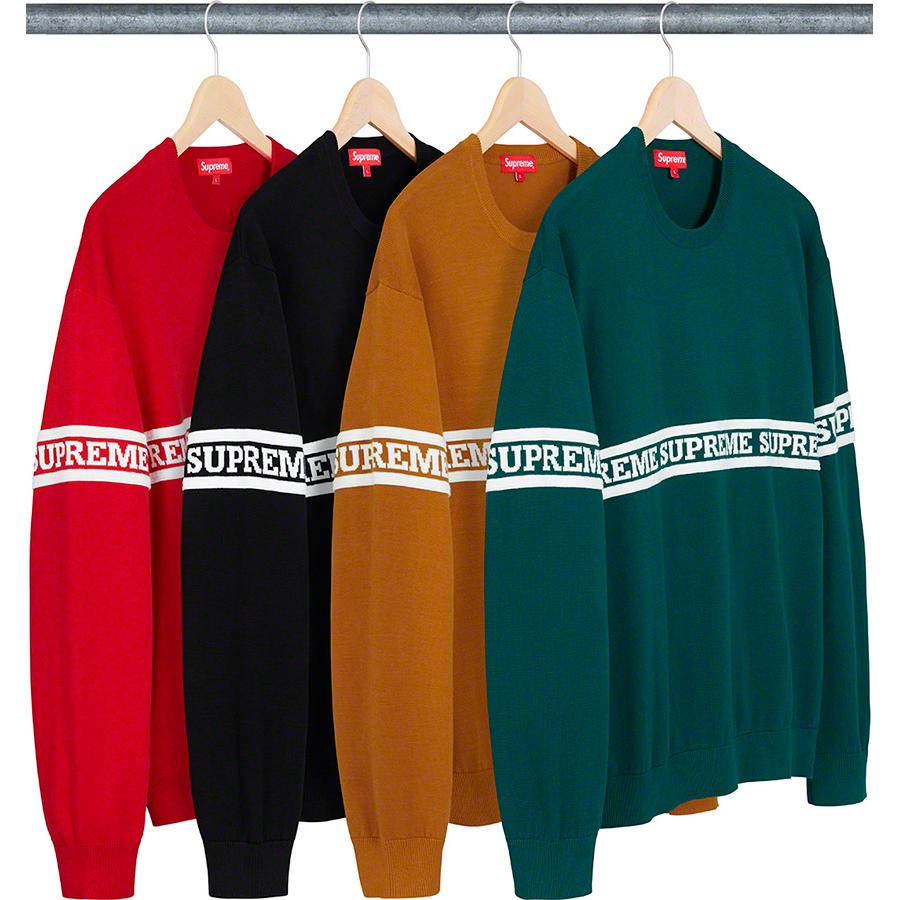 Supreme Logo Stripe Knit Top for fall winter 19 season