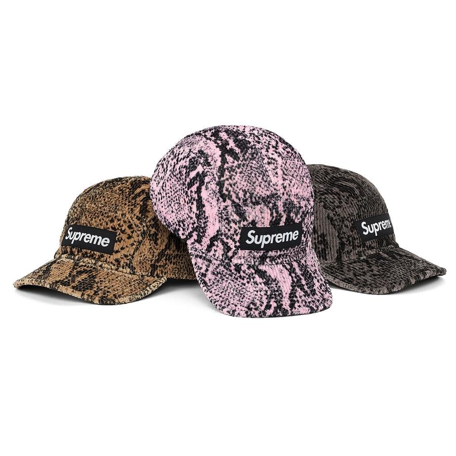 Details on Snakeskin Corduroy Camp Cap from fall winter
                                            2020 (Price is $54)