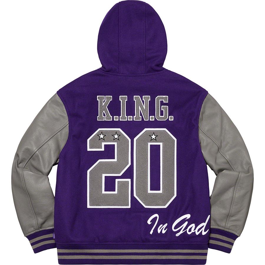 Details on King Hooded Varsity Jacket  from fall winter
                                                    2020 (Price is $448)