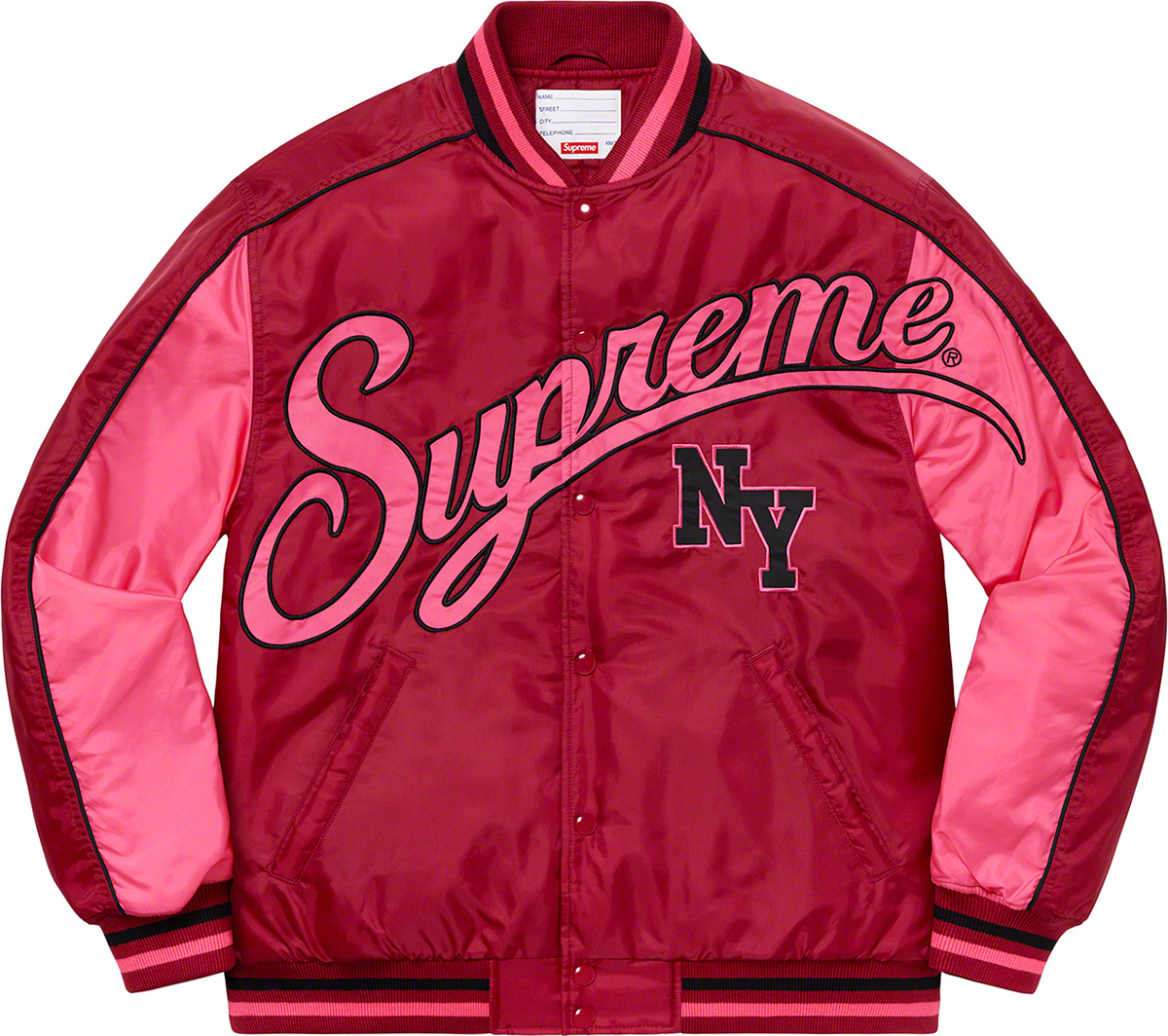 M)Supreme Contrast Script Varsity Jacket