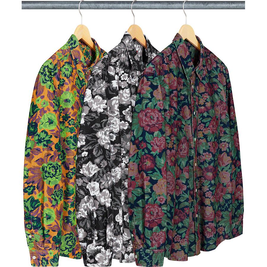 Details on Digi Floral Corduroy Shirt from fall winter
                                            2020 (Price is $128)