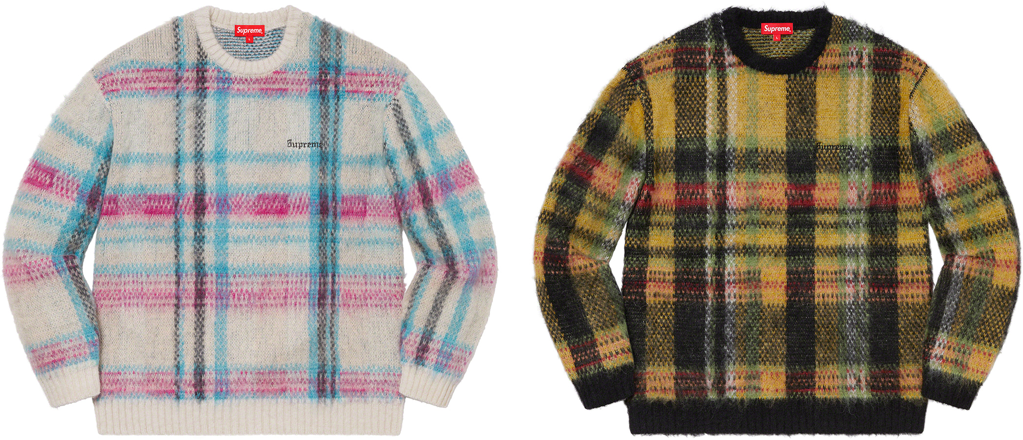 supreme brushed plaid sweater-