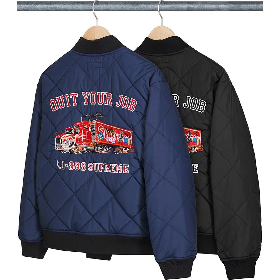 Supreme Quit Your Job Quilted Work Jacket releasing on Week 7 for fall winter 2021