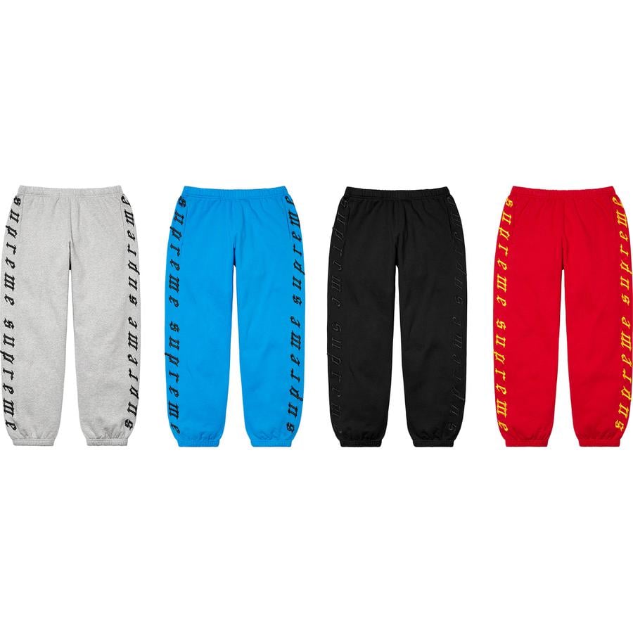 Supreme Raised Embroidery Sweatpant released during fall winter 21 season