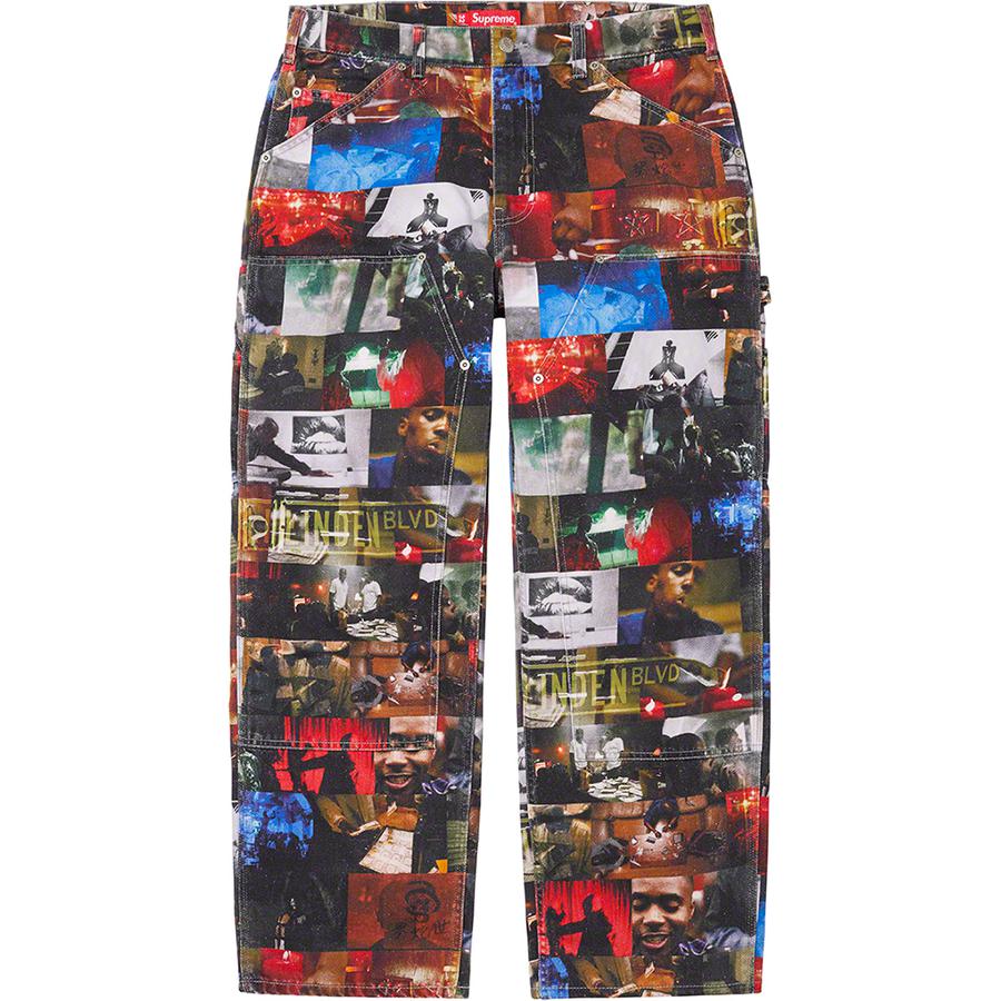 Details on Nas and DMX Collage Double Knee Denim Painter Pant  from fall winter
                                                    2021 (Price is $178)