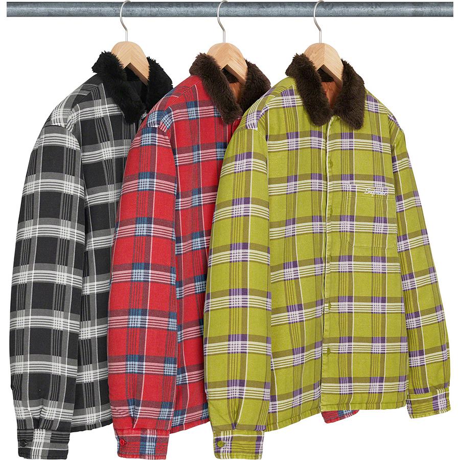 Supreme Faux Fur Collar Flannel Shirt released during fall winter 21 season