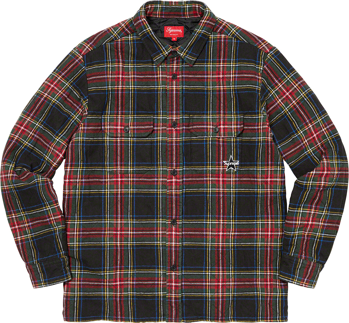 supreme quilted plaid flannel shirt　XL
