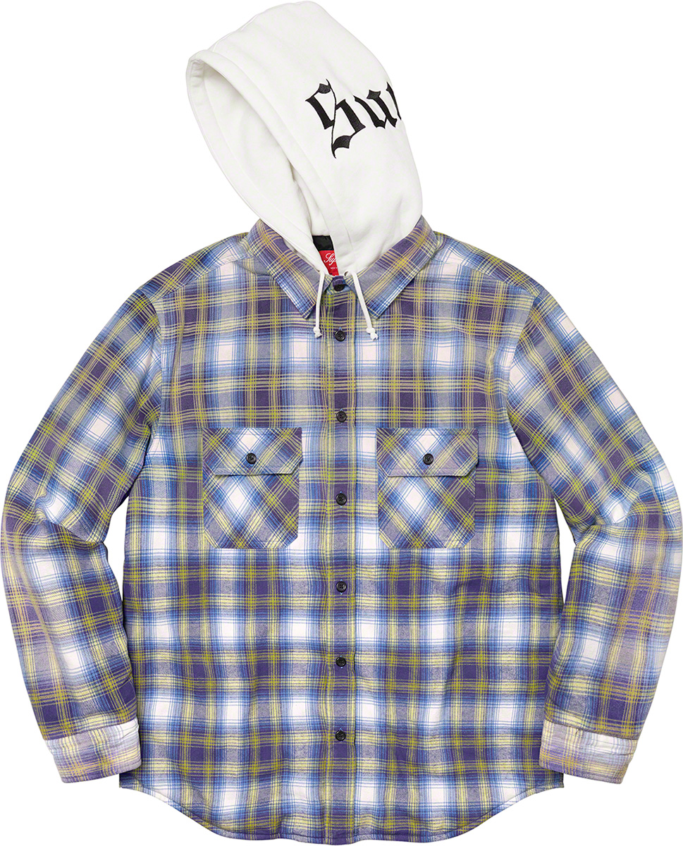 Supreme Hooded Flannel Zip Up Shirt 【S】