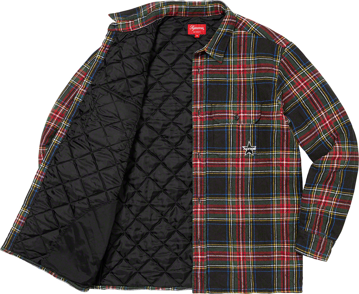 21FW Supreme Quilted Plaid Flannel Shirt-
