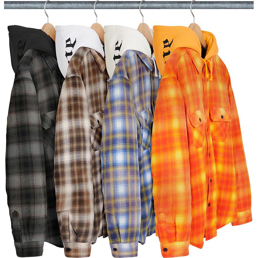 XLサイズSupreme Hooded Flannel Zip Shirt Orange