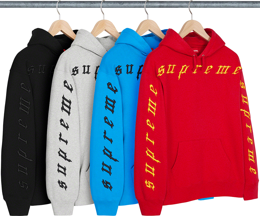 Supreme Medium Red Blue Embroidered Logo Hoodie Sweater