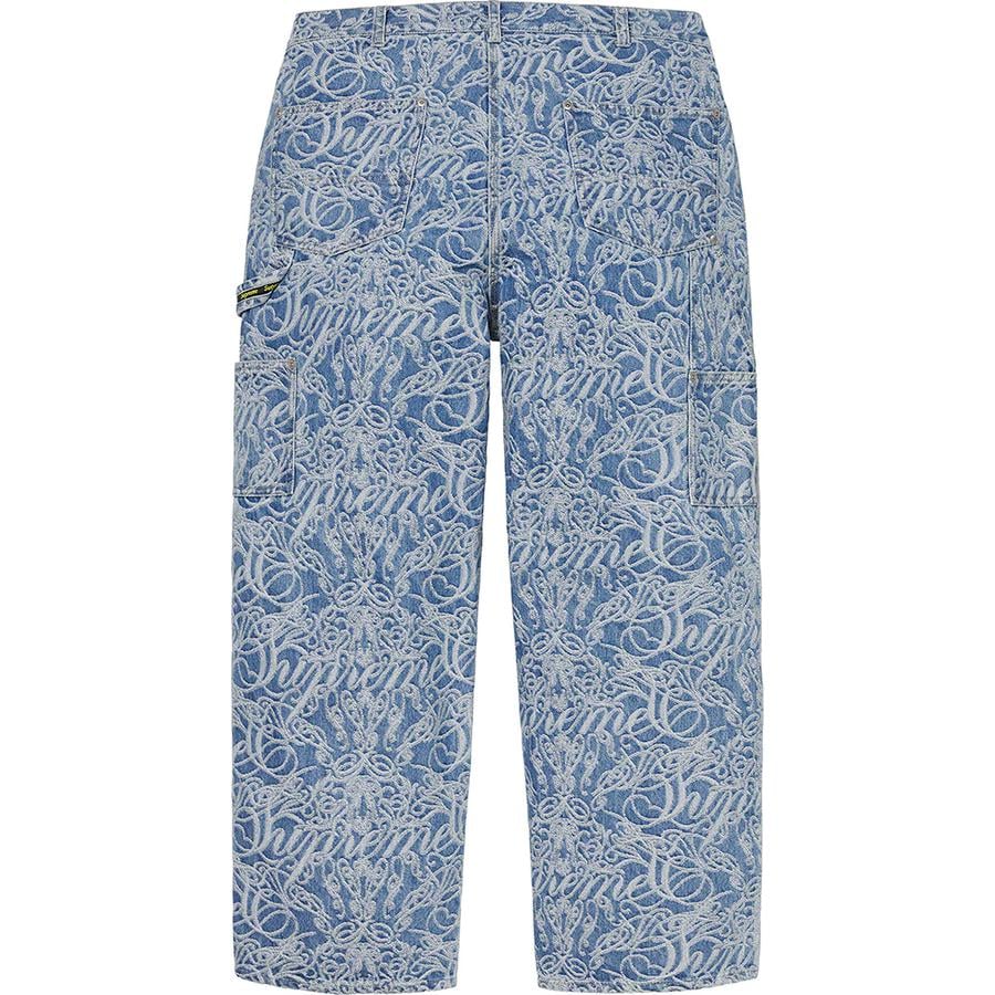 Details on Script Jacquard Double Knee Denim Painter Pant  from fall winter
                                                    2022 (Price is $188)