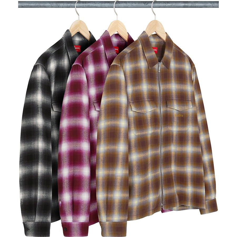 Supreme Shadow Plaid Flannel ZipUp Shirt