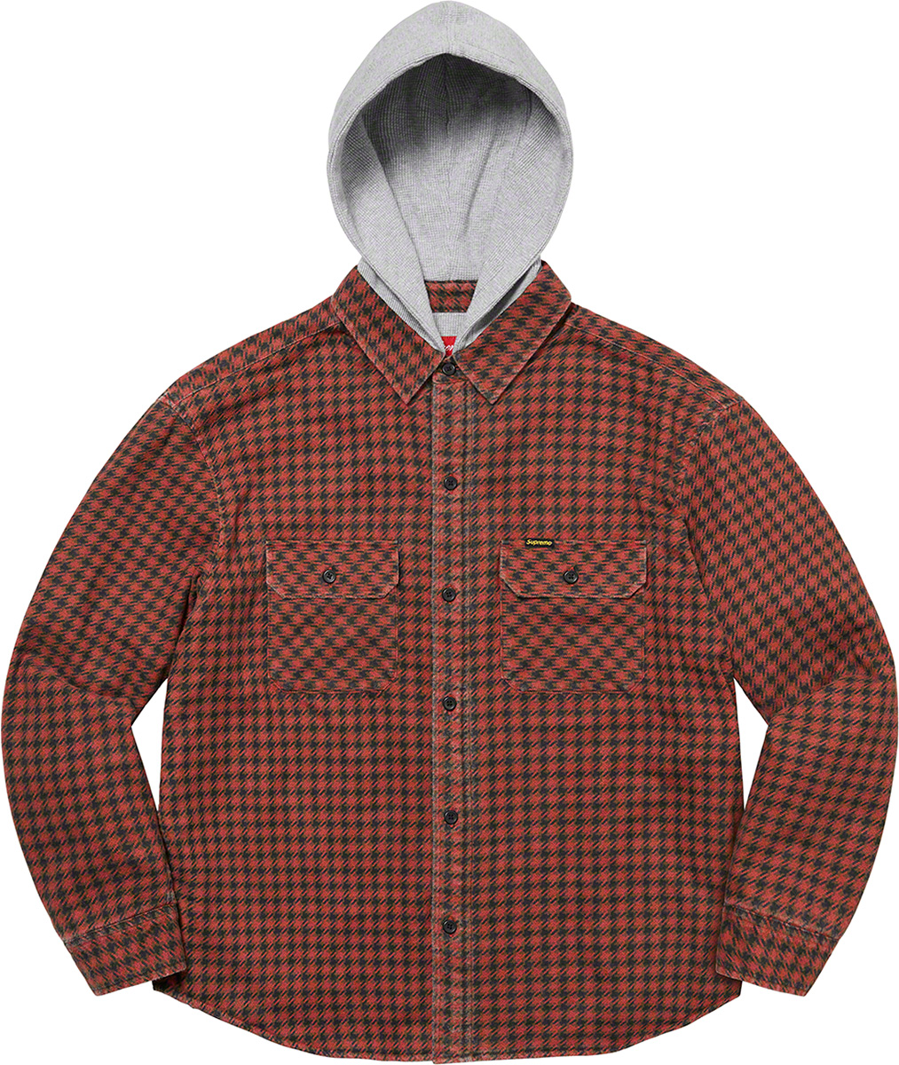 在庫限定品 Supreme houndstooth flannel hooded shirt ufmVe-m94517952447 