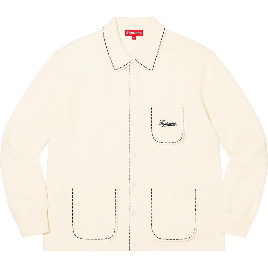 Supreme contrast stitch button up cardig - カーディガン