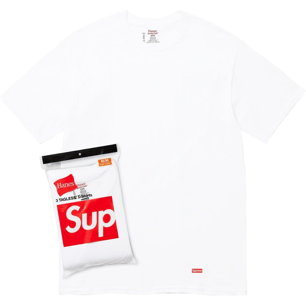 Details on Supreme Hanes Tagless Tees (3 Pack)  from fall winter
                                                    2023 (Price is $30)