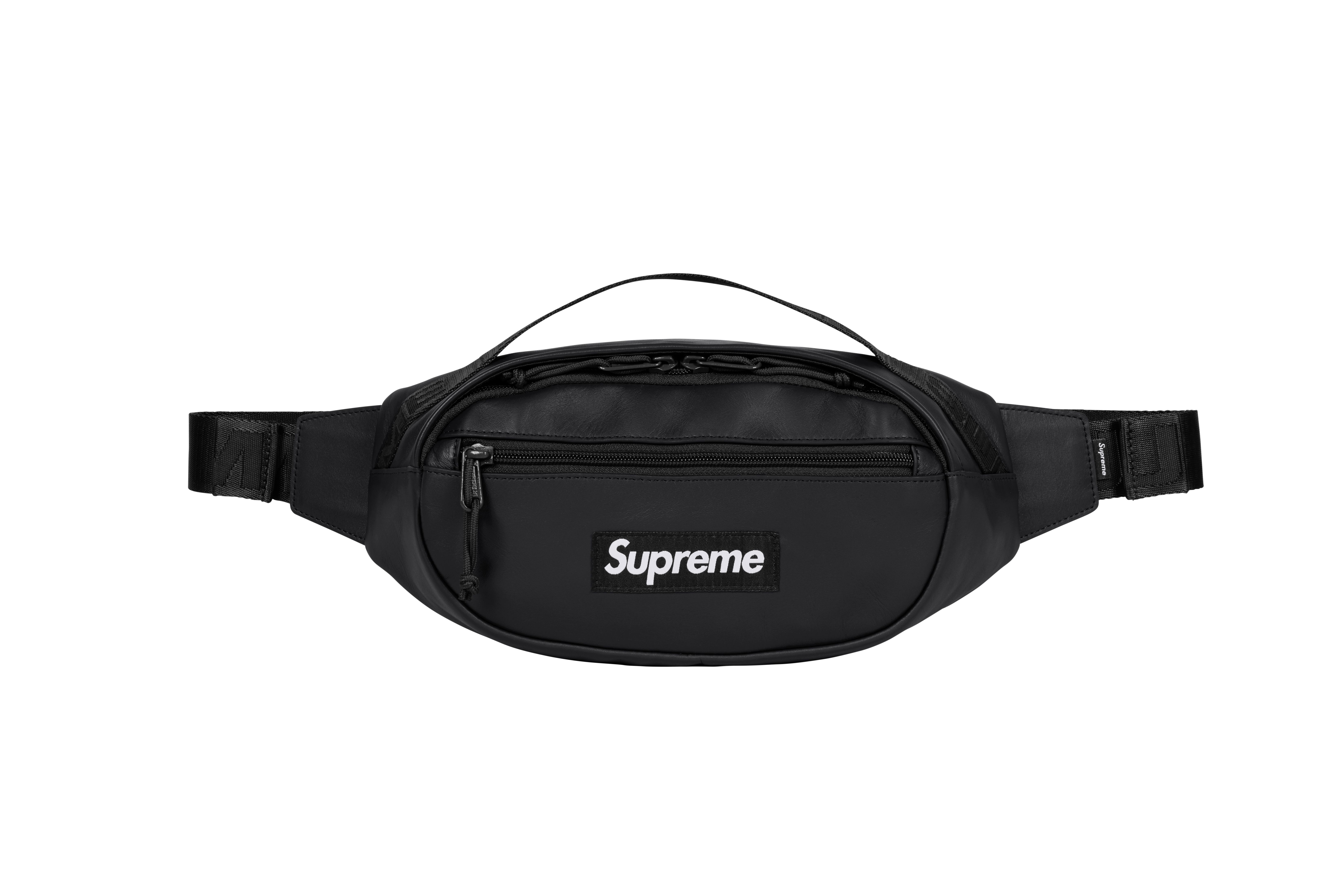 Supreme Leather Waist Bag black 23fw-