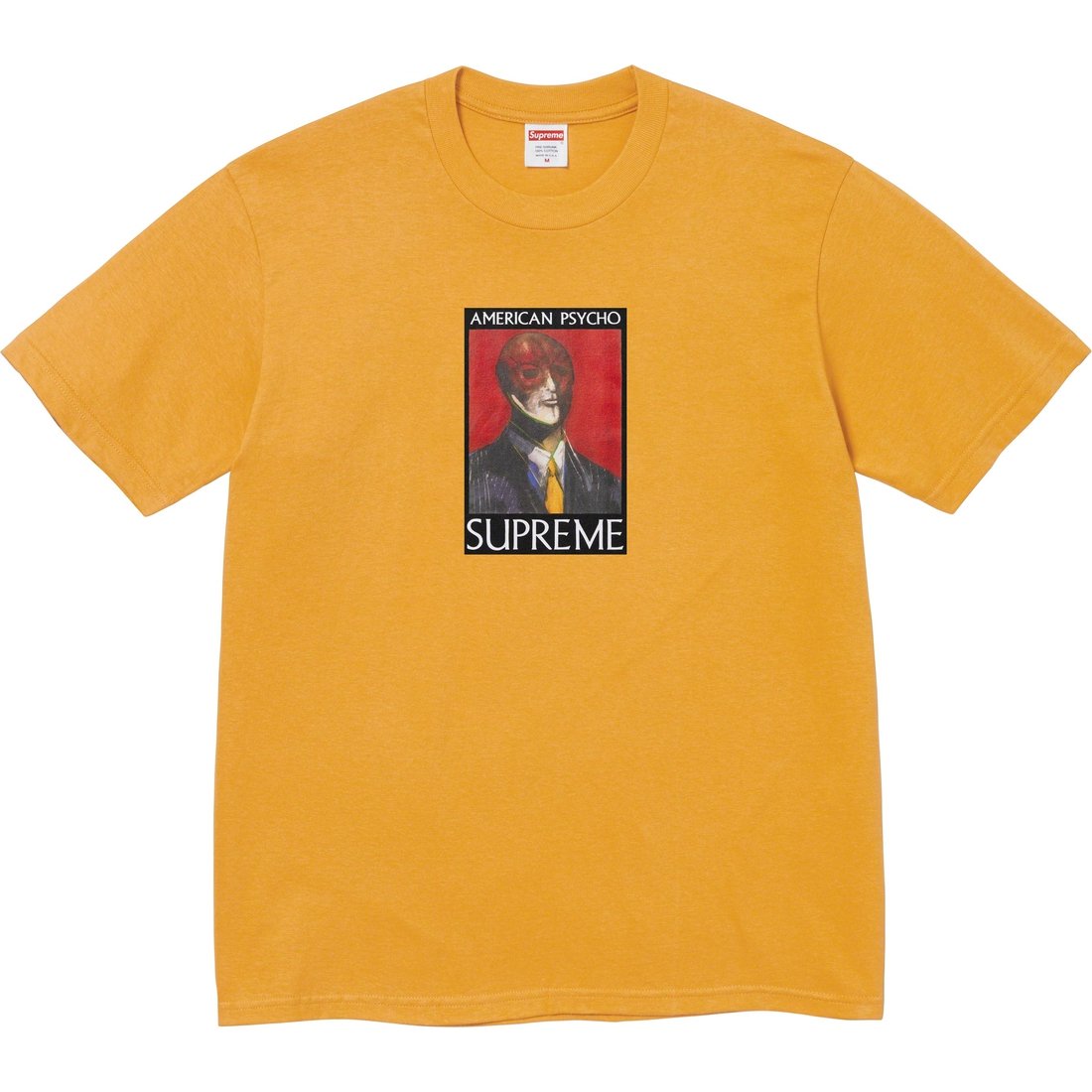 Details on American Psycho Tee Mustard from fall winter
                                                    2023 (Price is $48)