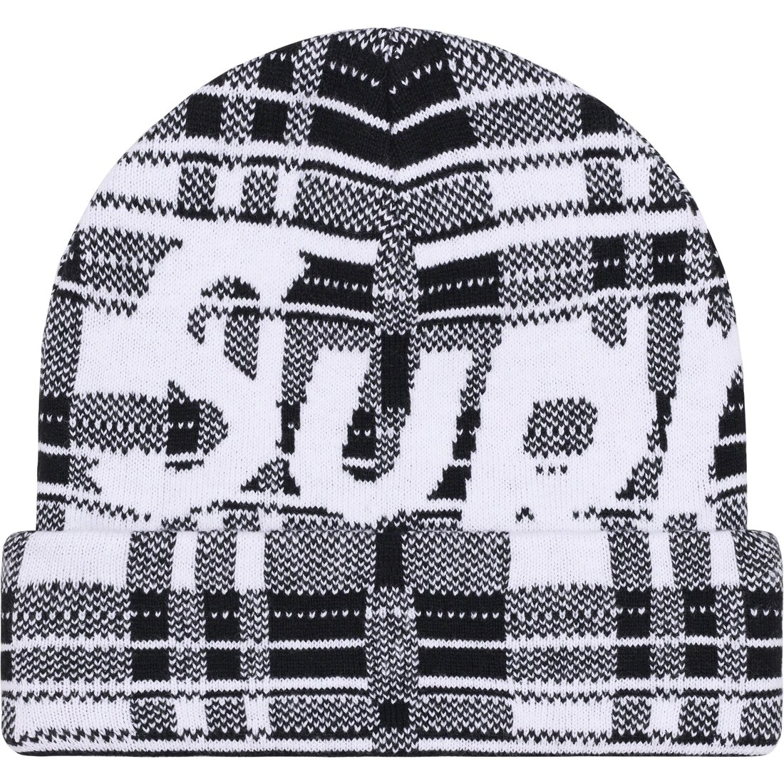Details on Big Logo Beanie White Plaid from fall winter
                                                    2023 (Price is $44)