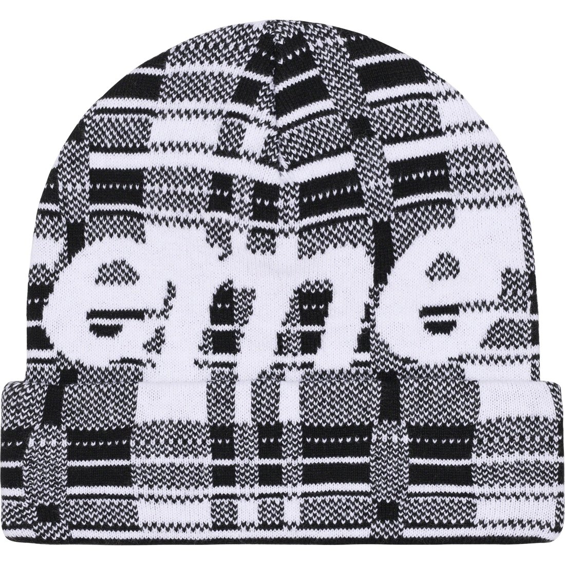 Details on Big Logo Beanie White Plaid from fall winter
                                                    2023 (Price is $44)
