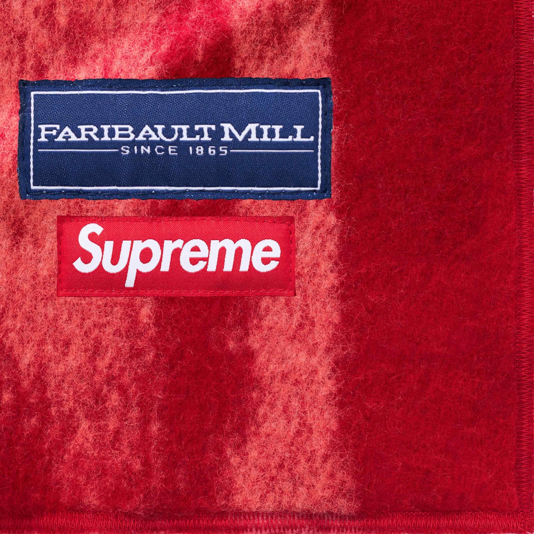 Details on Blurred Logo Blanket Red from fall winter
                                                    2023 (Price is $368)
