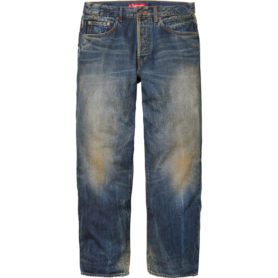 Details on Distressed Loose Fit Selvedge Jean Washed Blue from fall winter
                                                    2023 (Price is $288)