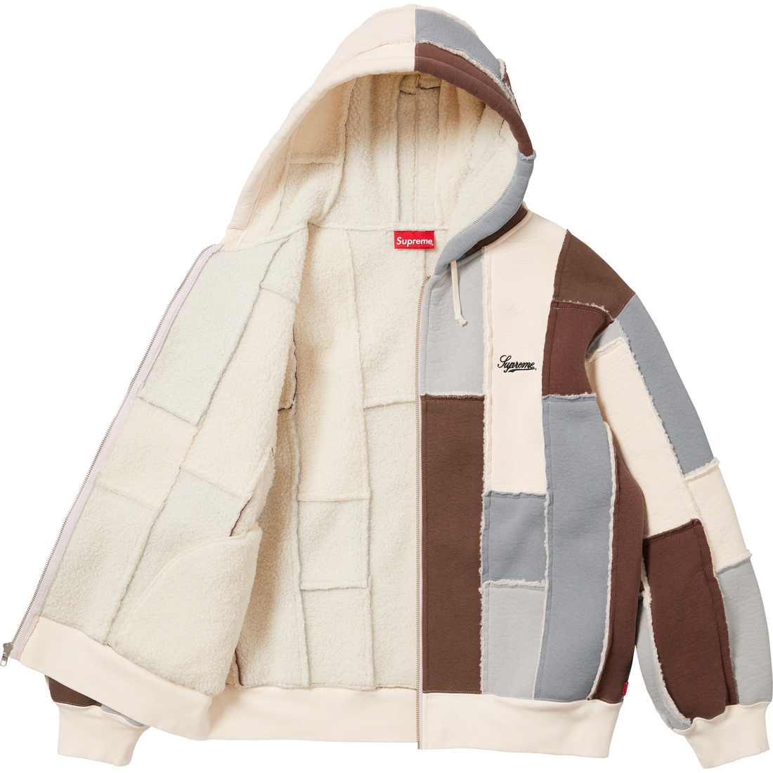 Details on Faux Shearling Zip Up Hooded Sweatshirt Natural from fall winter
                                                    2023 (Price is $198)