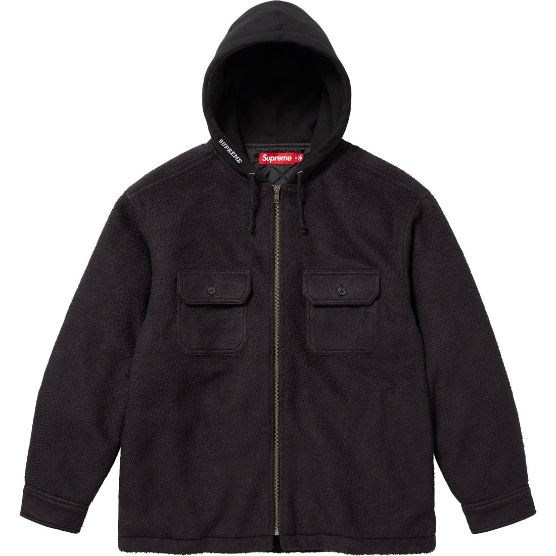 Details on Fleece Zip Up Hooded Shirt Black from fall winter
                                                    2023 (Price is $158)