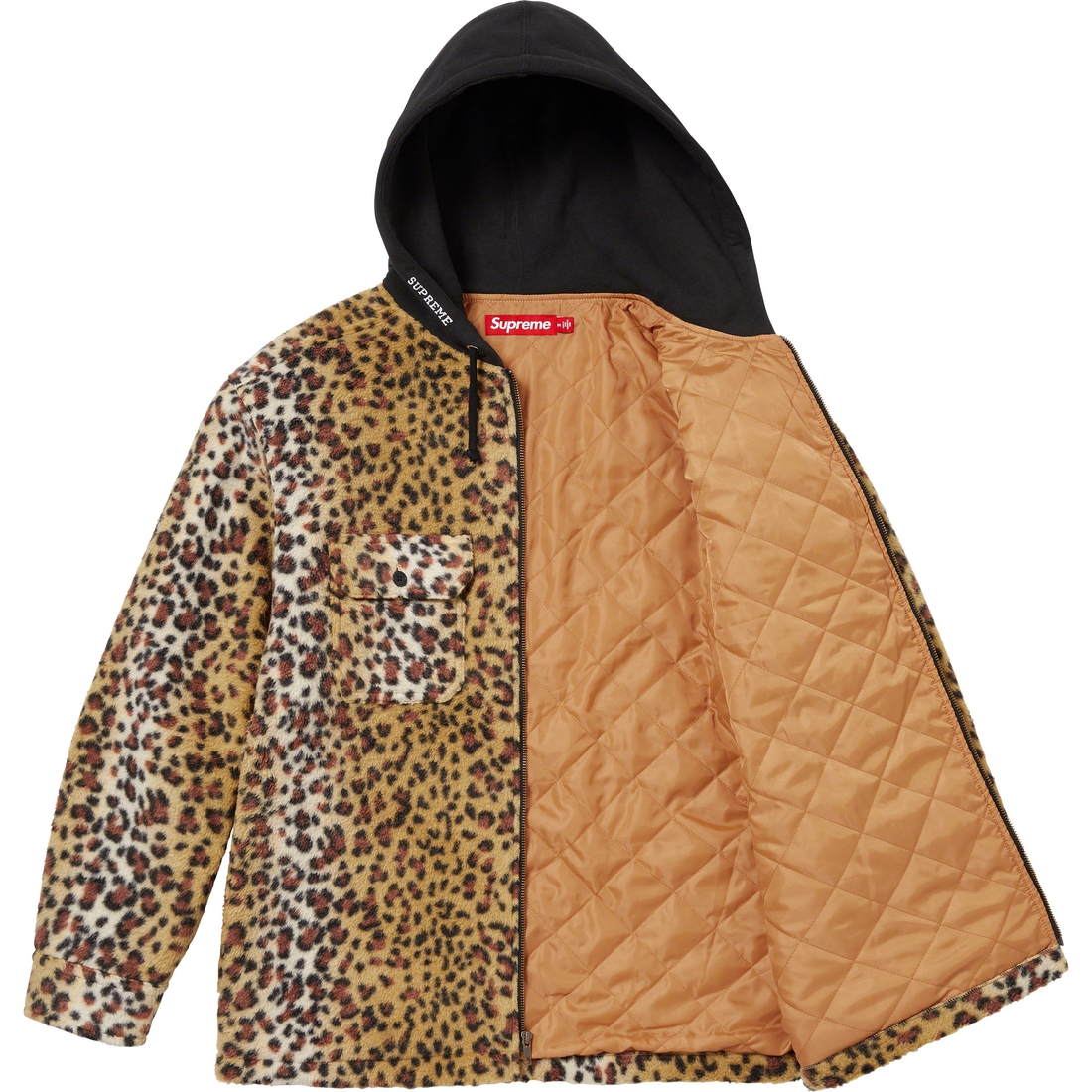 Details on Fleece Zip Up Hooded Shirt Brown Leopard from fall winter
                                                    2023 (Price is $158)