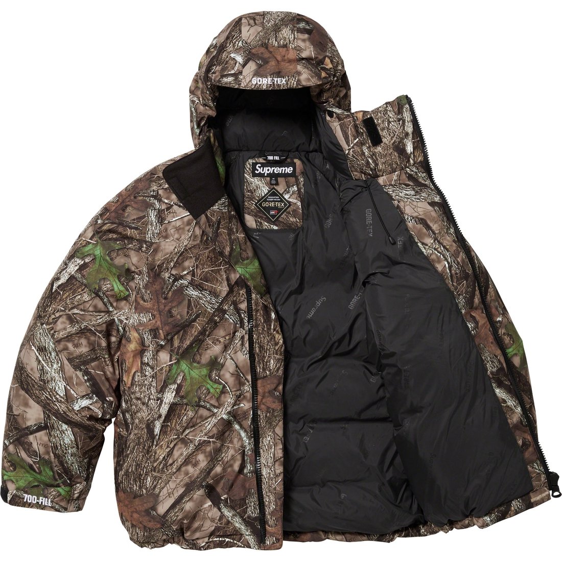 Details on GORE-TEX 700-Fill Down Parka Timber Camo from fall winter
                                                    2023 (Price is $598)