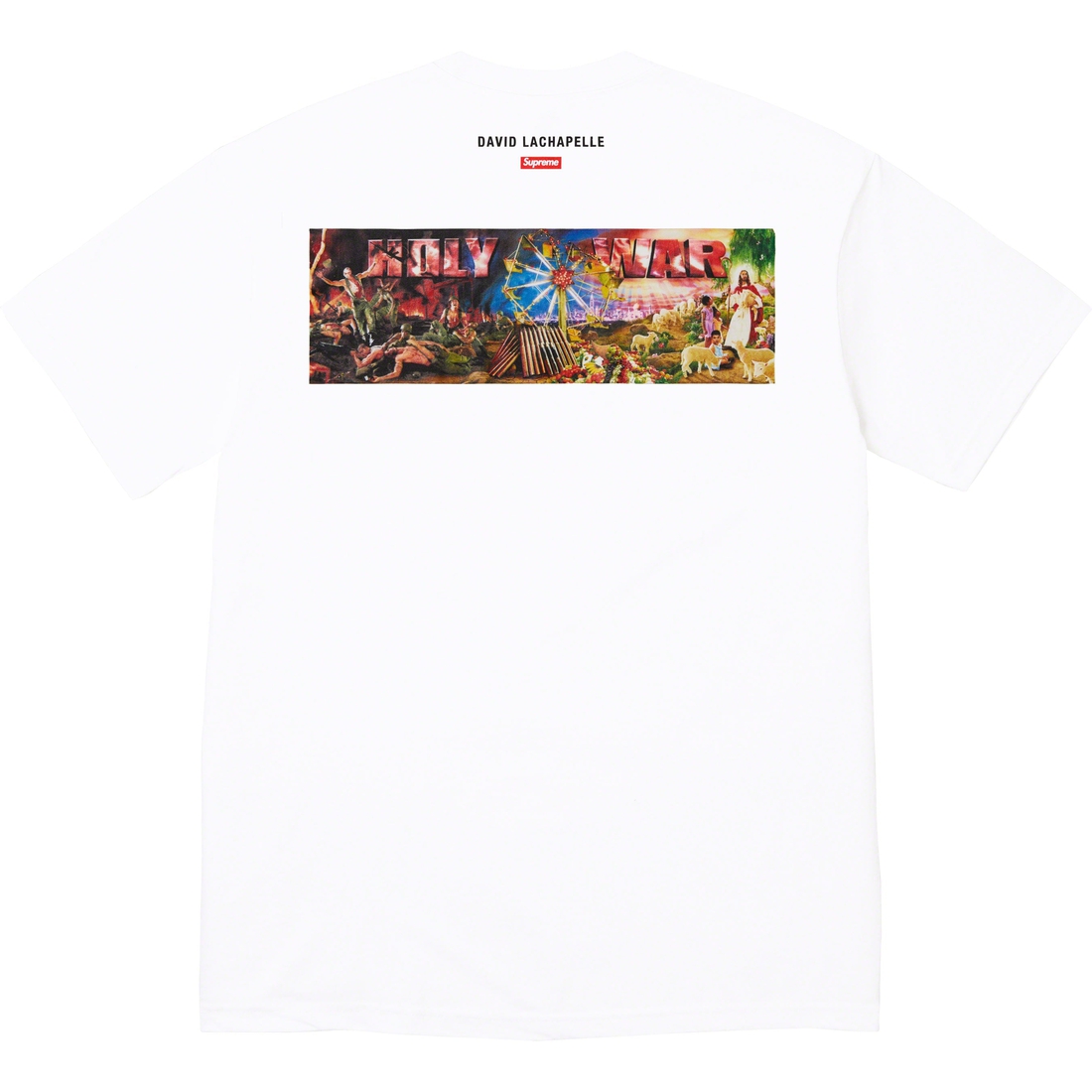 Details on Holy War Tee White from fall winter
                                                    2023 (Price is $48)