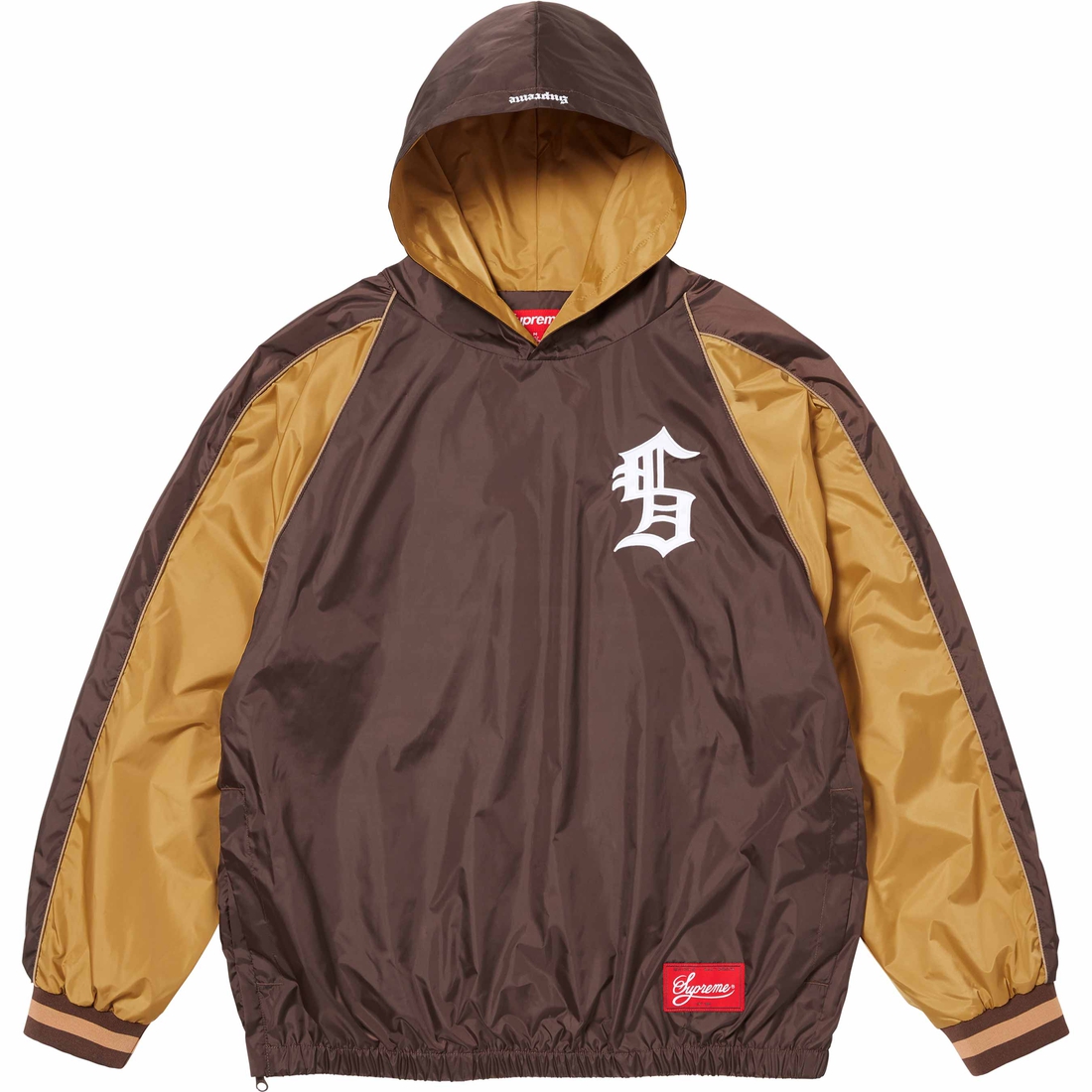 Details on Hooded Warm Up Pullover Brown from fall winter
                                                    2023 (Price is $128)