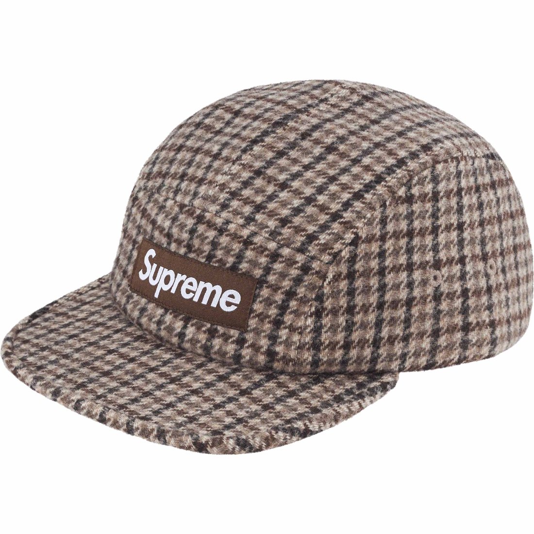 Details on Houndstooth Wool Camp Cap Tan from fall winter
                                                    2023 (Price is $58)