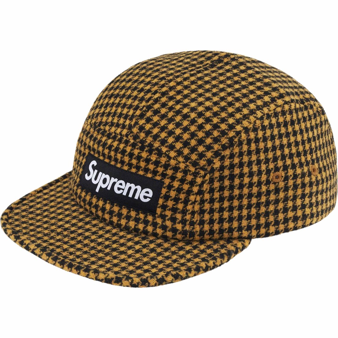 Details on Houndstooth Wool Camp Cap Yellow from fall winter
                                                    2023 (Price is $58)