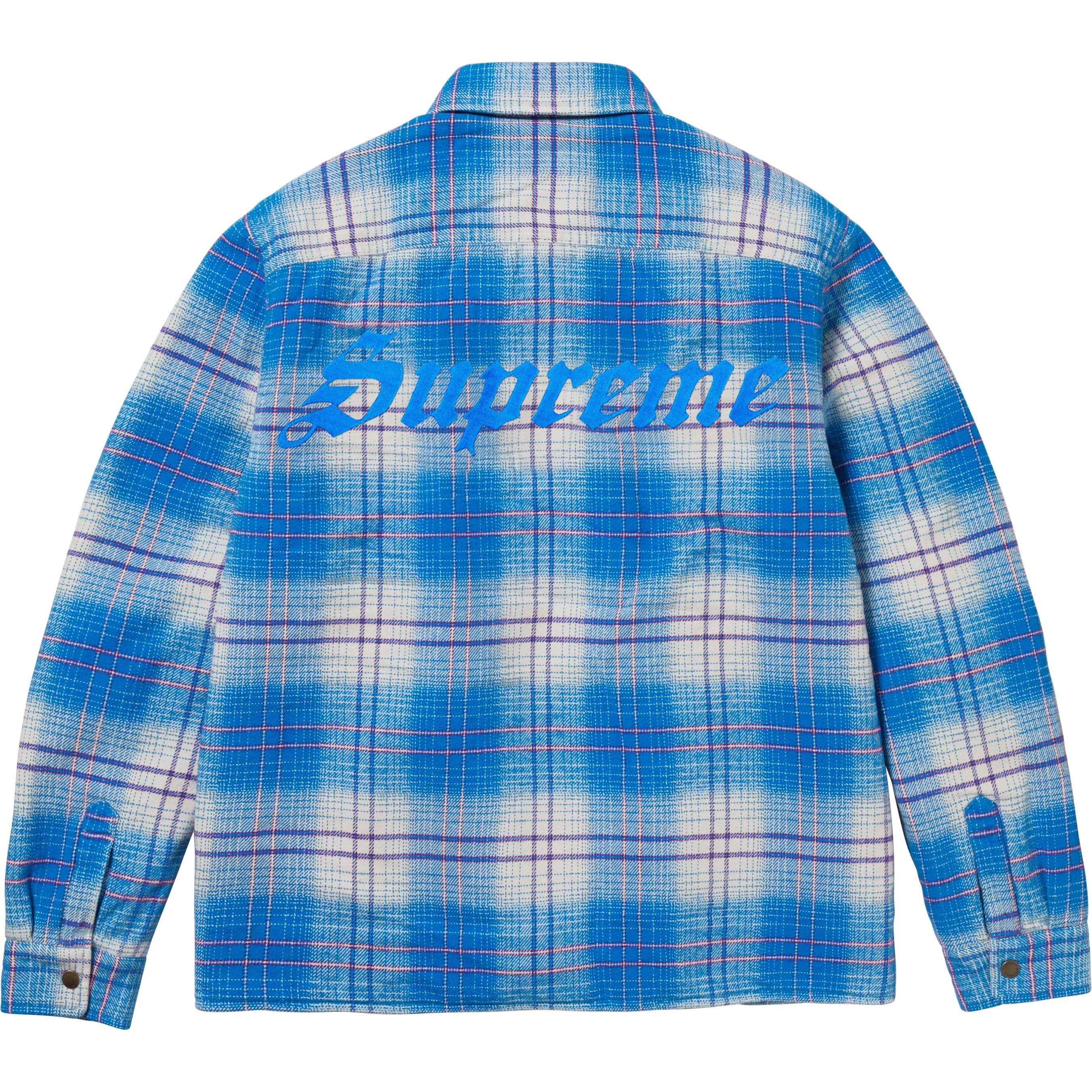 SUPREME Lined Flannel Snap Shirt L Blue身幅64cm