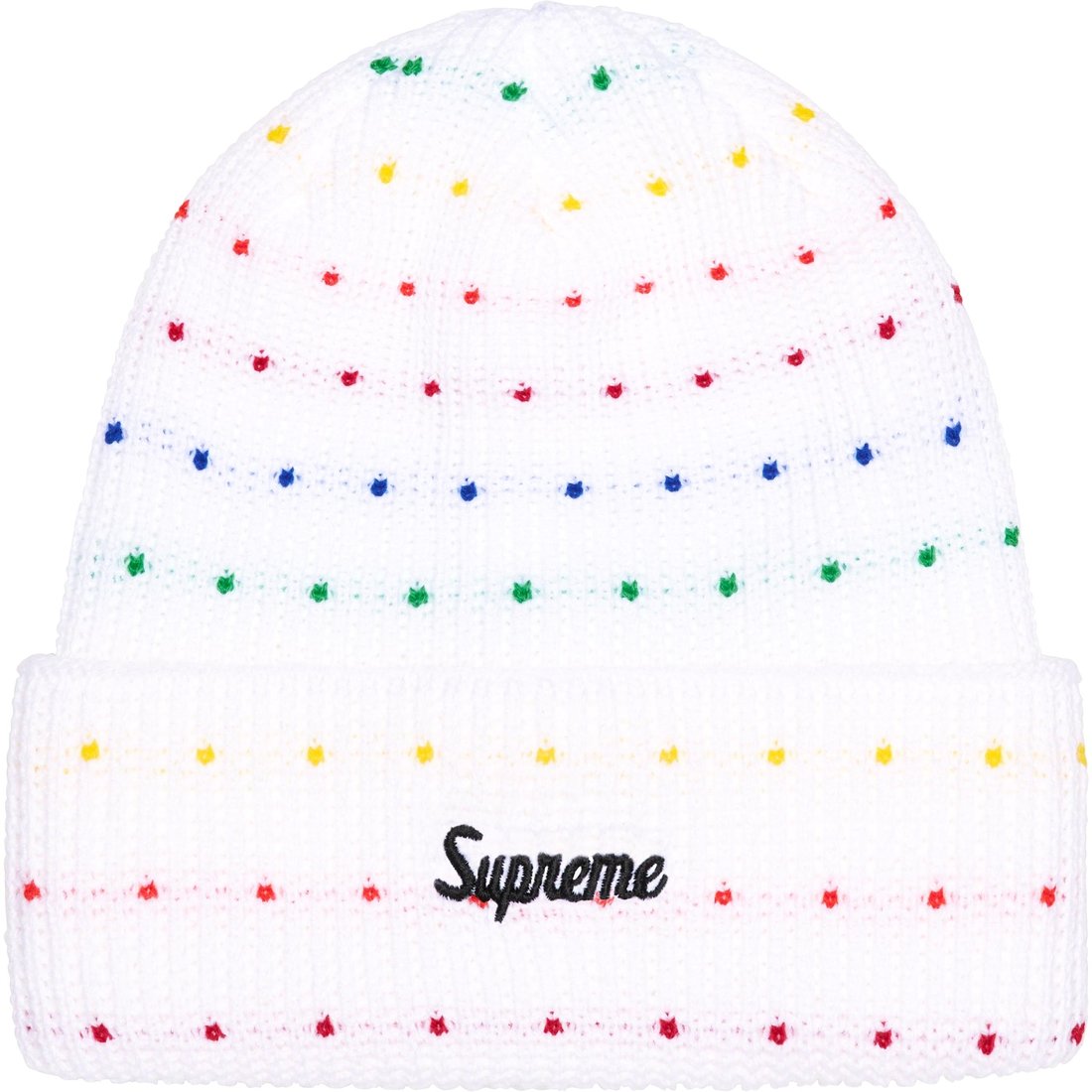 Details on Loose Gauge Beanie White Multi from fall winter
                                                    2023 (Price is $40)