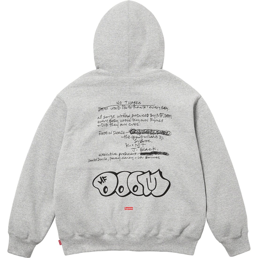 Details on MF DOOM Hooded Sweatshirt Heather Grey from fall winter
                                                    2023 (Price is $168)