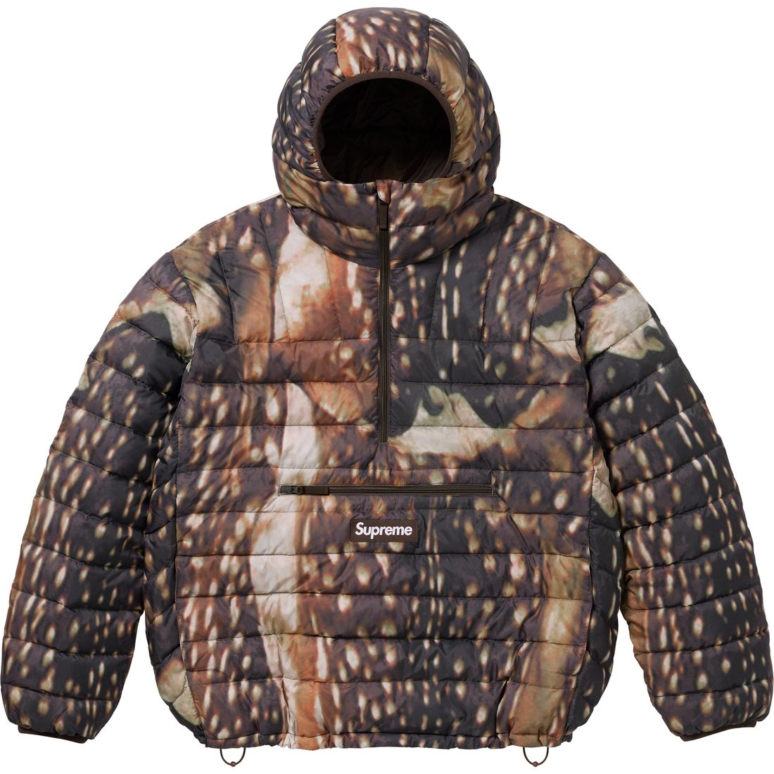 Details on Micro Down Half Zip Hooded Pullover Deer from fall winter
                                                    2023 (Price is $238)