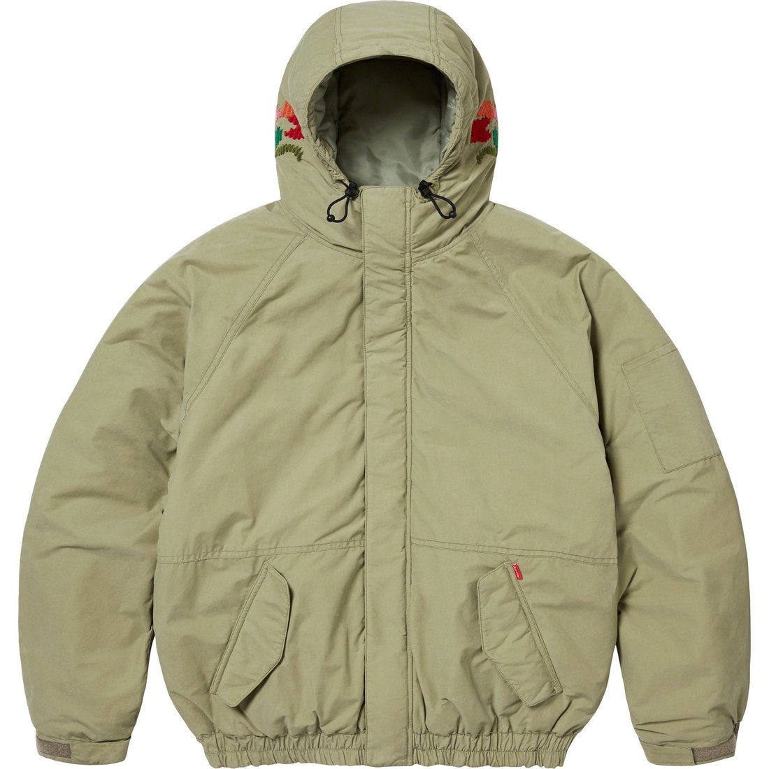 Details on Needlepoint Hooded Jacket Olive from fall winter
                                                    2023 (Price is $278)