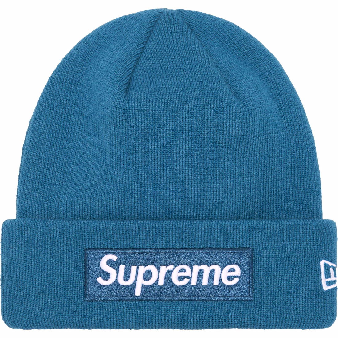Details on New Era Box Logo Beanie Blue from fall winter
                                                    2023 (Price is $44)