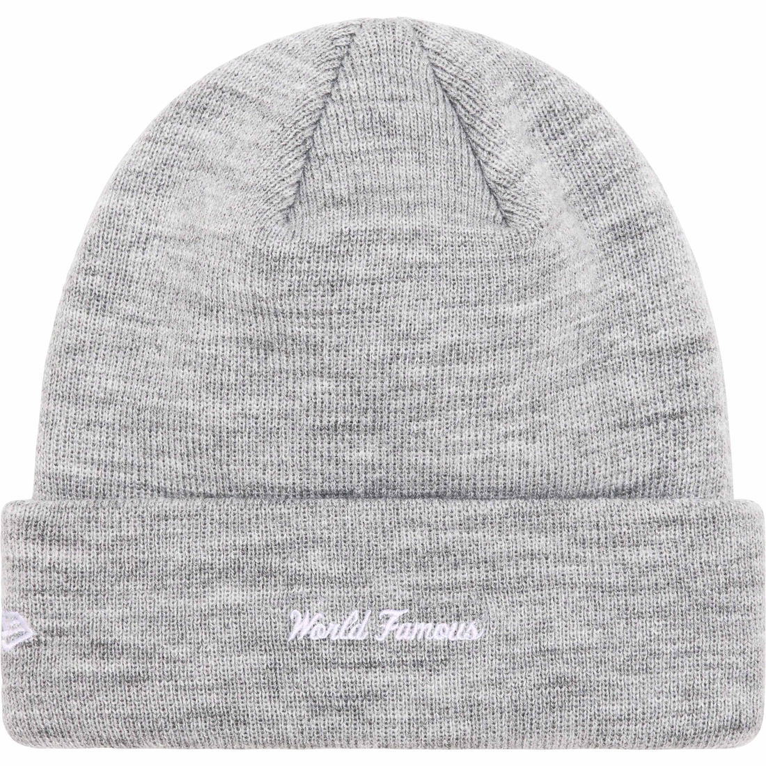 Details on New Era Box Logo Beanie Heather Grey from fall winter
                                                    2023 (Price is $44)