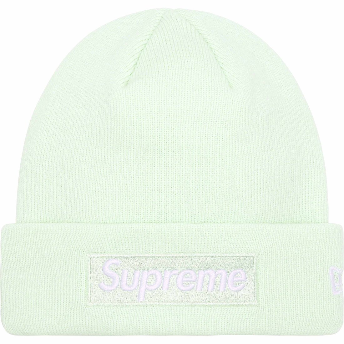 Details on New Era Box Logo Beanie Light Green from fall winter
                                                    2023 (Price is $44)