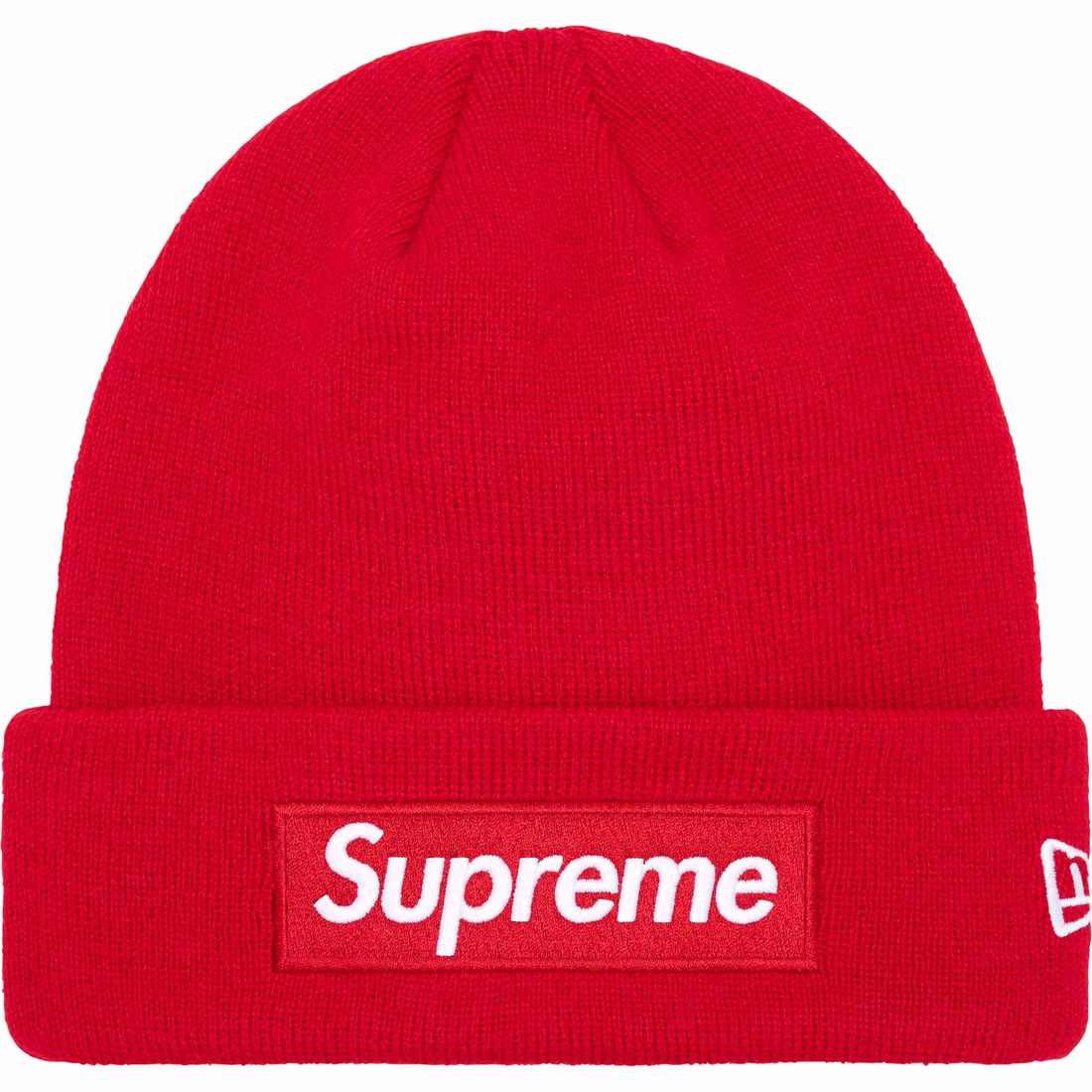 Details on New Era Box Logo Beanie Red from fall winter
                                                    2023 (Price is $44)