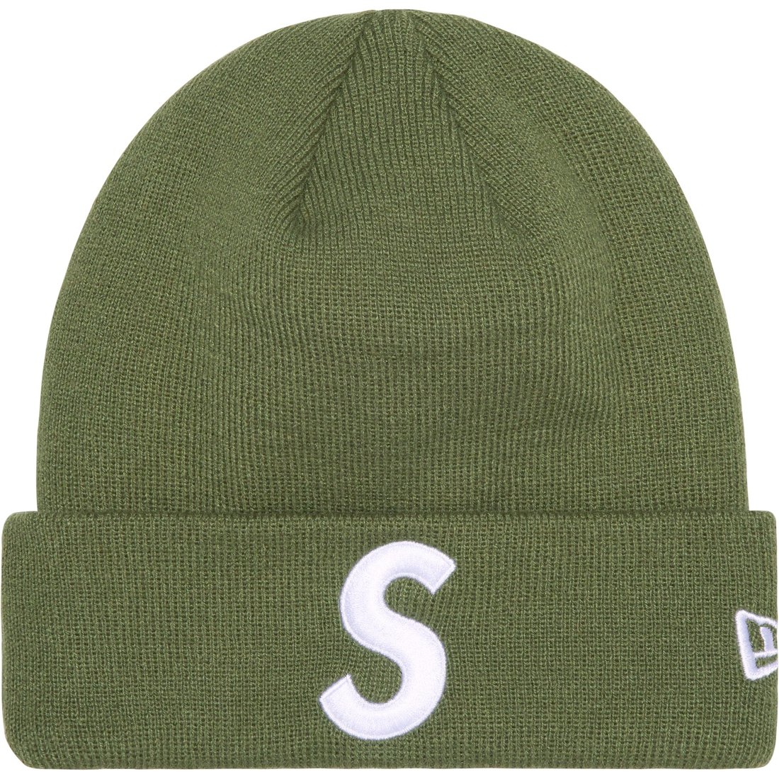 Details on New Era S Logo Beanie Olive from fall winter
                                                    2023 (Price is $40)