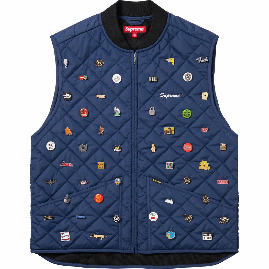 Details on Pins Quilted Work Vest Navy from fall winter
                                                    2023 (Price is $388)